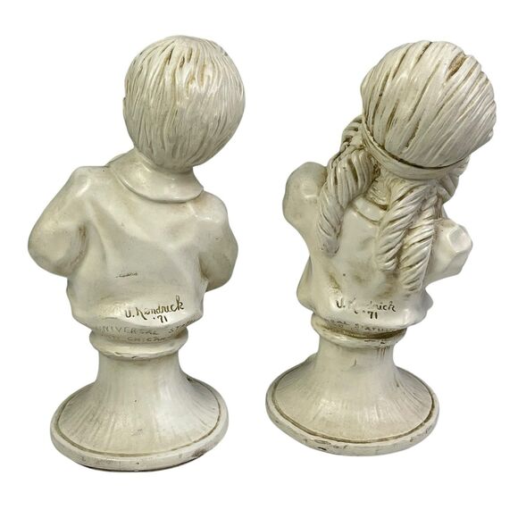 Kendrick Universal Statuary Co Saxophone Boy & Girl Bust Statues 1971 Home Decor - Picture 3 of 14